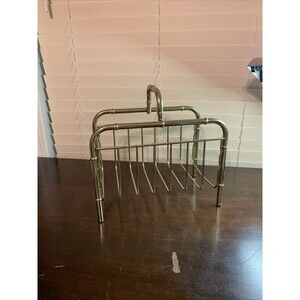 Vintage Brass Bamboo Magazine Rack MCM Hollywood Regency Nice 12.5” X 9.5x 7.25